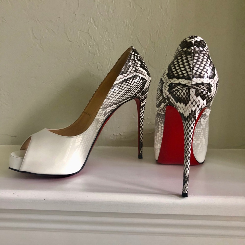 Christian Louboutin White Snakeskin Pigalles